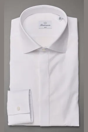 Brancaccio Camicia bianca operata con bottoni coperti, colore