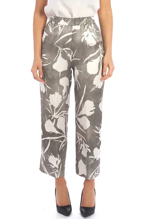 Maria Bellentani Pantalone a fiori in misto lino, colore