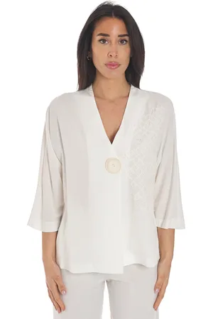 Maria Bellentani Cardigan kimono con ricamo - platano, colore