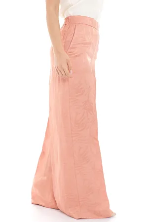 Twin-Set Pantalone palazzo stampa palme in misto lino, colore
