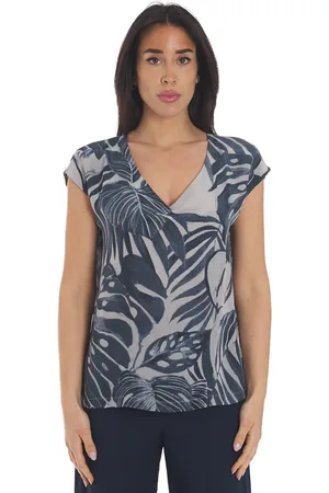 Maria Bellentani Top manica kimono con stampa palme - cedro, colore