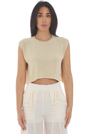 White Wise Top in lurex con bottoni sulla schiena, colore