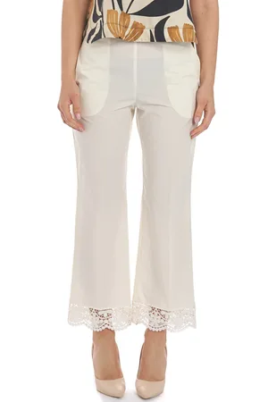 Twin-Set Pantalone cropped con bordo in pizzo, colore