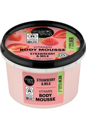 organic shop Vitamin Body Mousse Strawberry & Milk - 250 ml