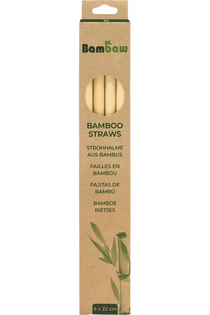 Bambaw Scatola di Cannucce in Bambù - 6x 22 cm