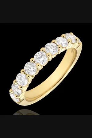 Edenly Fede nuziale - semi pavé - 18 carati - 9 Diamanti - incast