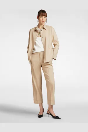 Elena Miro Pantaloni cropped in lino stretch con risvolto Donna