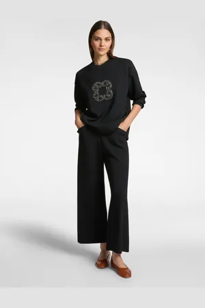 Elena Miro Pantaloni pull on cropped in scuba leggero Donna