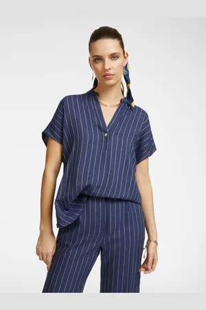 Elena Miro Blusa in lino gessato e jersey Donna