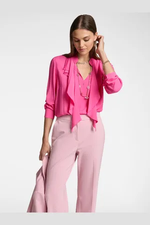 Elena Miro Blusa in Crêpe de Chine con volants davanti Donna