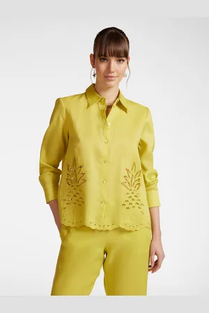 Elena Miro Camicia in lino con ricamo a trafori Donna