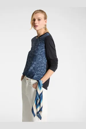 Elena Miro T-shirt in due tessuti con stampa Donna