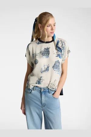 Elena Miro T-shirt con stampa veliero Donna