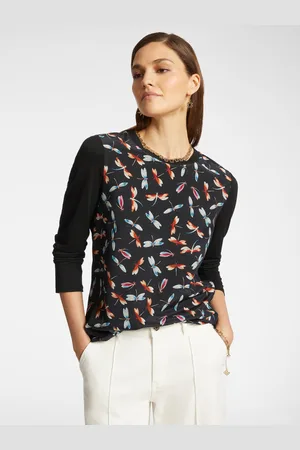 Elena Miro T-shirt in due tessuti con stampa Donna