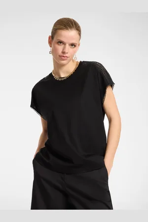 Elena Miro T-shirt con inserto in pizzo sulle spalle Donna