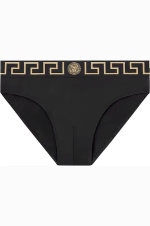 VERSACE Slip da mare con bordo greca