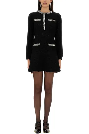 Self-Portrait Abito mini in maglia nera con paillettes