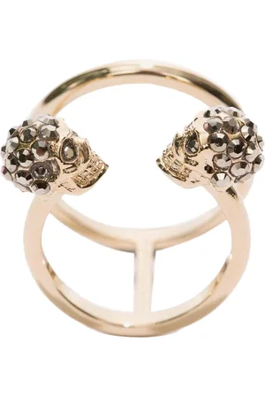 Alexander McQueen Anello doppio twin skull