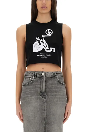 Moschino Top cropped con stampa