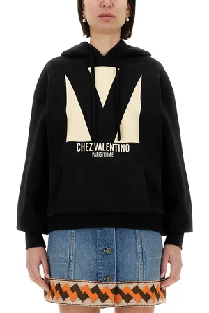 VALENTINO Felpa in cotone con cappuccio e stampa