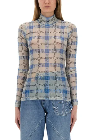J.W.Anderson Top semitrasparente con logo all-over