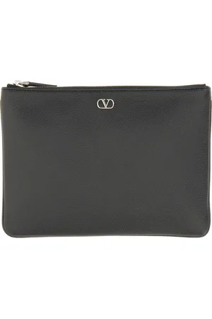 VALENTINO GARAVANI Pouch vlogo signature in vitello granato