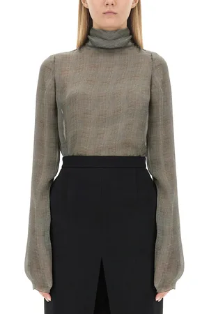 Saint Laurent Blusa dolcevita in charmeuse di seta