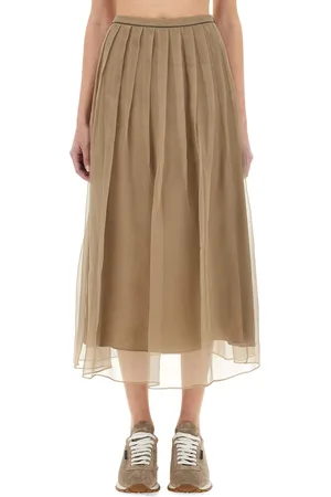 Brunello Cucinelli Gonna pleated midi in seta