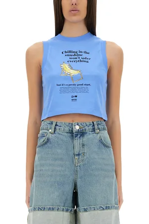 Moschino Top cropped con stampa
