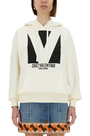 VALENTINO Felpa in cotone con cappuccio e stampa