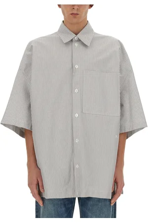 Bottega Veneta Overshirt a righe con ricamo "bv"