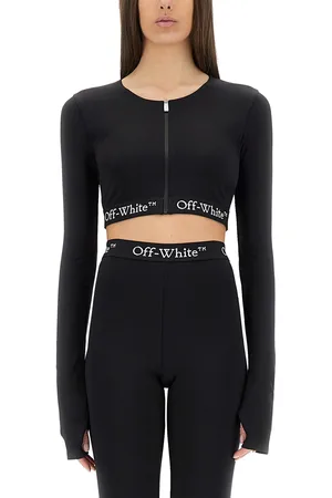 OFF-WHITE Top cropped con banda logata