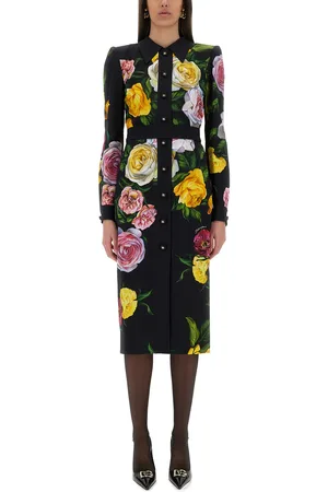 Dolce & Gabbana Abito longuette chemisier stampa peonie e rose