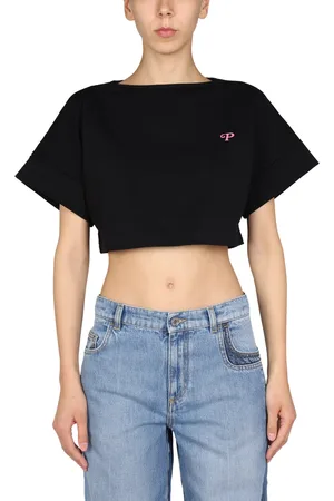 Serafini T-shirt cropped con stampa logo