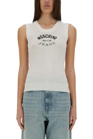 Moschino Top in maglia con logo a intarsio
