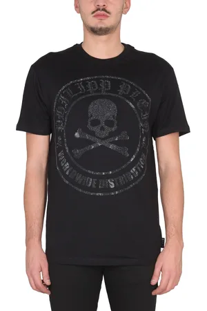 Philipp Plein T-shirt in jersey di cotone con logo cristalli