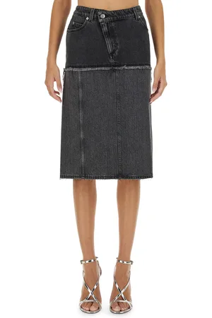 Alexander McQueen Gonna in denim bicolore