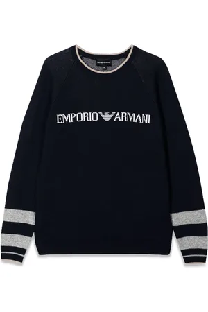 Emporio Armani Pull girocollo logo righe sui polsi