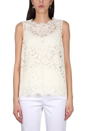 Dolce & Gabbana Top in pizzo stretch logato