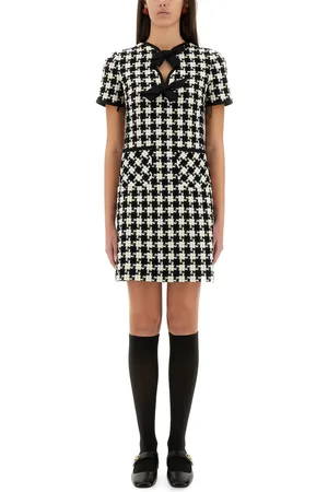 VALENTINO Abito corto in damier light tweed ricamato