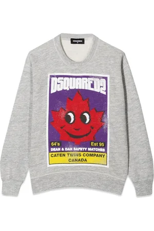 Dsquared2 Felpa girocollo stampa frontale foglia