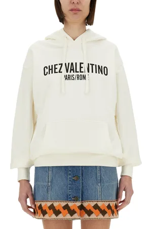 VALENTINO Felpa in cotone con cappuccio e stampa