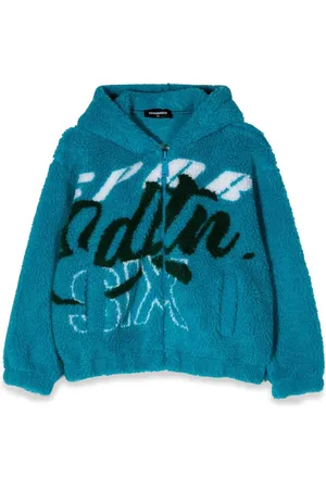 Dsquared2 Felpa jacquard fur con zip e cappuccio