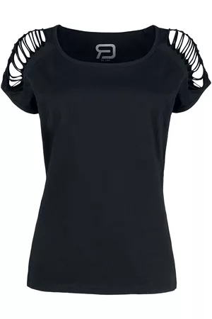RED by EMP T-Shirt di - Black T-shirt with Cut-outs on the Sleeves - S a XXL - Donna