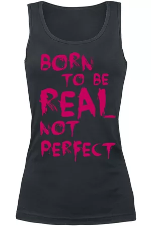 Sprüche Top Magliette Divertenti di - Born To Be Real Not Perfect - S a XXL - Donna