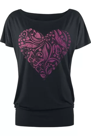 Full Volume T-Shirt di - Black T-shirt with Print and Crew Neck - S - Donna