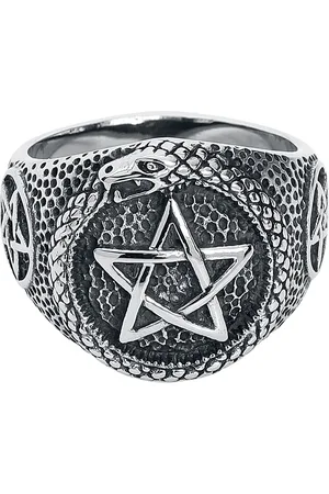 etNox hard and heavy Anello Gothic di - Snake Pentagram - Unisex