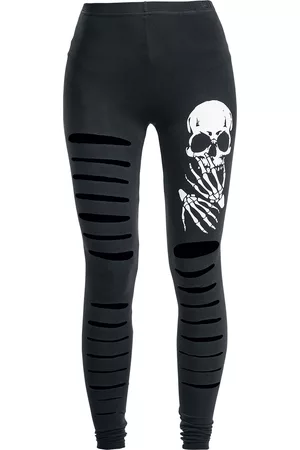 Banned Alternative Leggings Gothic di - Slashed Skull - S a XL - Donna