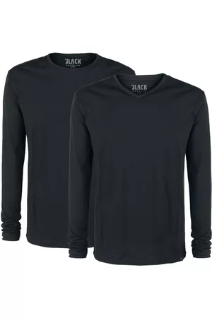 EMP Maglia Maniche Lunghe di - Double Pack Black Long-Sleeve Tops with Crew Neck and V Neck - S a 5XL - Uomo