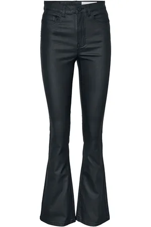 Noisy May Pantaloni in similpelle di - Sallie High Waist Flare Coated Trousers - W28L30 - Donna
